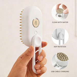 Brosse vapeur électrique 3-en-1 de luxe pour chat, anti-éclaboussures, avec fonction massage et peigne de toilettage pour animaux, en plastique, pour l'élimination des poils - Product Image 5