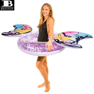 Bouée de piscine gonflable papillon scintillant en PVC épaissi, avec confettis, pour adultes et enfants - Product Image 3