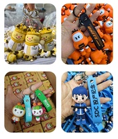 Personalizada de plástico Frozen película TV tema figuritas de goma suave moldeado por inyección caja ciega llaveros muñecas mascotas de dibujos animados