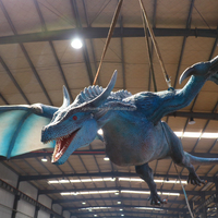 Modèle de dragon bleu volant animatronique réaliste grandeur nature fait à la main, vendu en usine