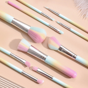 Arc-en-ciel de luxe, 10 pièces, véritables brosses de maquillage professionnelles, Logo personnalisé, haute qualité avec boîte d'emballage - Product Image 5