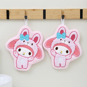 Cute Cartoon Kuromi Embroidery Hanging Quick-Dry <strong>Children's</strong> Small Kitchen Coral Fleece <strong>Hand</strong> Towel - Product Image 2