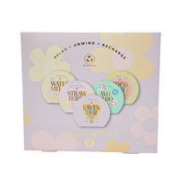 Boîtes en papier carrées personnalisées pour masques faciaux cosmétiques, avec motif floral pastel, écologiques, pour emballages de soins de la peau, avec dorure à chaud