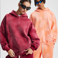 Nouveau Hoodie Polaire Délavé Effet Usé et Déchiré avec Effet Spray Monkey Wash Automne Hiver 2026, Faible MOQ, Personnalisation OEM/ODM