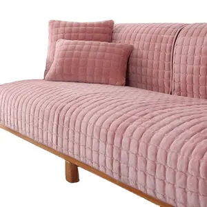 Wholesale 70*180cm flannel thickened sofa cushion plush non-slip winter warm cushion solid color sofa cover