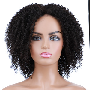 <strong>Lacewig</strong> Lace Mixed Natural Curly Short Wig Kinky Curly Domestic Silk Natural Middle Parting Lace Hairline Machine - Product Image 5