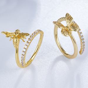Joyería de moda Diseño de moda Joyería de mujer Mejor regalo Anillo de mariposa de circón de diamante - Product Image 6