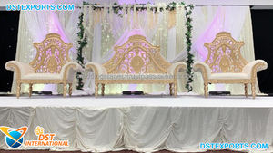 ชุดโซฟาตกแต่งเวทีมุสลิม walima ชุดโซฟางานแต่งงานสุดหรูของอินเดียต้อนรับงานแต่งงานเวทีทอง furnitureuk USA - Product Image 3