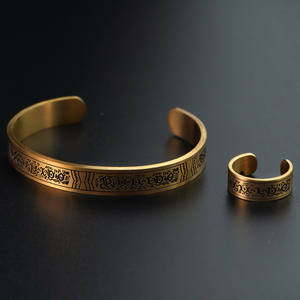 Jewelry <b>Set</b> Factory Custom Stainless Steel <b>Bangles</b> for Men Women Black Silver Color Adjustable <b>Bangle</b> Gold Plated - Product Image 6