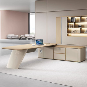 Bureau de direction modulaire de luxe Liyu en forme de L, mobilier de bureau robuste pour la maison et le bureau du patron - Product Image 4