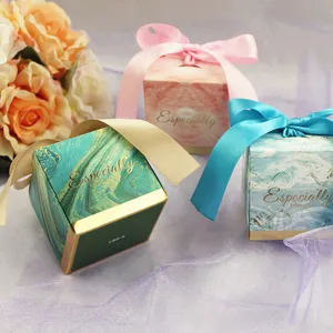 Boîte cadeau fantaisie pour cartes de mariage rose, emballage bon marché, vente en gros, 50 pièces