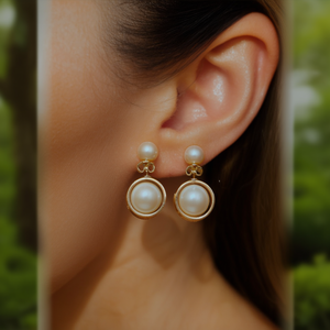 Pendientes de Perlas de Acero Inoxidable 316L con Baño de Oro PVD, Joyería Sostenible y Resistente para Mujer - Product Image 3