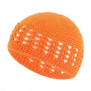 Wholesale High Quality Factory Supply Prayer Hat White Cotton Elastic Handmade <b>Islamic</b> Kufi Hats for Men - Product Image 3