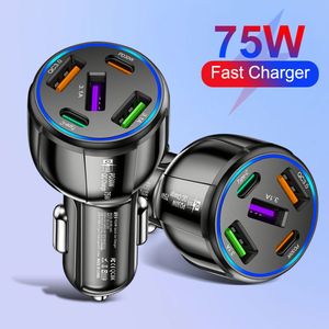 New Portable Multi Ports Usb C 75w Fast Car Phone Charger 30w Usb Car Charger 5 Port Type C Usb Quick Charge 3.0 - Product Image 3