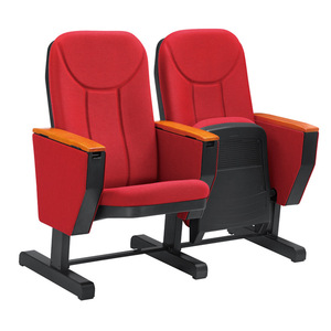 Sillas de Auditorio Pilot con Patas Móviles, Tapizadas en Tela Roja, para Salas de Conferencias Escolares, Salas de Capacitación - Product Image 1