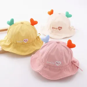 Cappello da pescatore in cotone per neonate carine da spiaggia all'aperto all'ingrosso per bambini