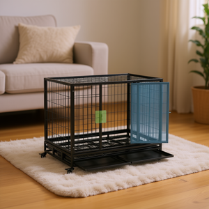 Gabbia e cuccia compatta per cani in metallo rettangolare per interni, per tutte le stagioni, articoli per animali domestici - Product Image 2