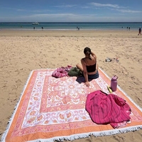 Couverture de pique-nique Oxford personnalisée avec pompons, imperméable, portable, pliable, tapis de plage anti-sable, séchage rapide, toutes saisons