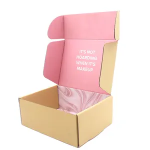 Impresión colorida de diferentes tamaños, venta al por mayor, impresión especial de papel de aluminio, cartón personalizado, caja corrugada de envío rosa