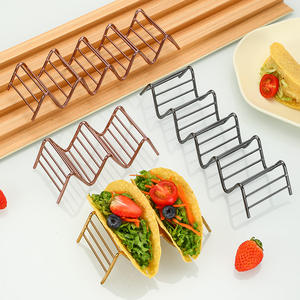 Soporte de Metal Personalizado en Forma de Ola para <span class=keywords><strong>Comida</strong></span> <span class=keywords><strong>Mexicana</strong></span>, Soporte de Acero Inoxidable Dorado 201 para Tacos - Product Image 5