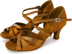 Zapatos de Baile de Salsa de 7 cm para Mujer, Zapatos de Baile Latinos de Tango y Cha Cha, Sandalias de Competición con Tiras Cruzadas para Personalizar - Product Image 4