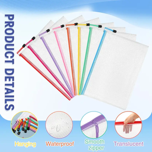 High Quality PVC Zipper Closure Rope Hook Mesh Zipper Bag Waterproof Durable A4/A3/A5/B4 Zipper <strong>File</strong> Folders - Product Image 2