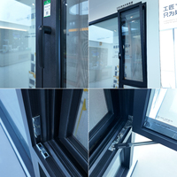 Ventana de Aluminio con Rotura de Puente Térmico, Estilo Abatible y Giratorio, Insonorizada, con Doble Acristalamiento, para Viviendas Residenciales Modernas