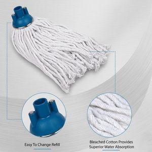 Cabezal de Mopa Redondo de 200g, Ecológico, de Poliéster y Algodón, con Mango Plano, para Limpieza de Pisos del Hogar - Product Image 4