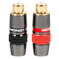 QINCROWN QC-306 Connecteur Phono Double RCA Femelle Plaqué Or de Haute Qualité, Diamètre Max du Câble 6mm, Laiton Cuivre
