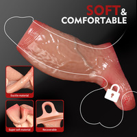 Manchon d'extension de pénis réaliste avec anneau pénien pour couples, conception ouverte, manchon d'extension de pénis en silicone souple, jouets sexuels pour hommes