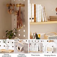 Desktop Shelving Students to Learn Organize Shelves, Computer Desk Multi-Layer Hole Board Table Solid Wood Bookshelf