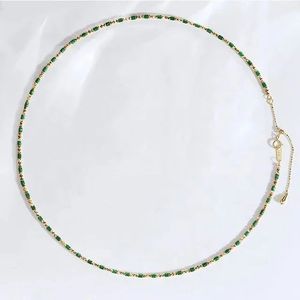 Ensemble collier et bracelet Xinfly, nouveau design, or jaune 18 carats, pierre verte pure, Au750 - Product Image 3