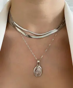 Ожерелье-чокер в елочку с покрытием из серебра 925 пробы