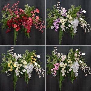 Decorazioni Floreali Artificiali Personalizzabili con Sfondo Rosso per Matrimoni, Ricevimenti, Benvenuto Ospiti, Percorsi e Fidanzamenti - Product Image 3