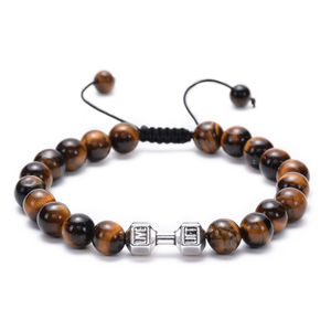 <span class=keywords><strong>Bracelet</strong></span> haltère en or personnalisé, bijou à la mode ajustable Offre Spéciale, perles tourmalines en obsidienne, pour homme et femme - Product Image 1