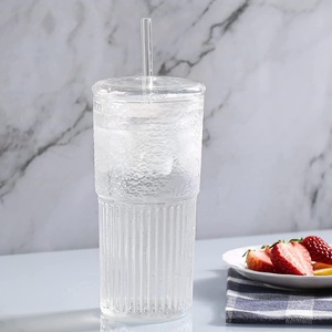 Gobelet en verre réutilisable transparent de <span class=keywords><strong>500ml</strong></span> avec paille/couvercle, vente en gros, grande capacité, jus Boba, tasse à boire - Product Image 6