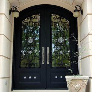 <span class=keywords><strong>Porte</strong></span> de villa moderne en fer forgé <span class=keywords><strong>avec</strong></span> ouverture pivotante Vitrage affleurant et pivot caché - Product Image 6