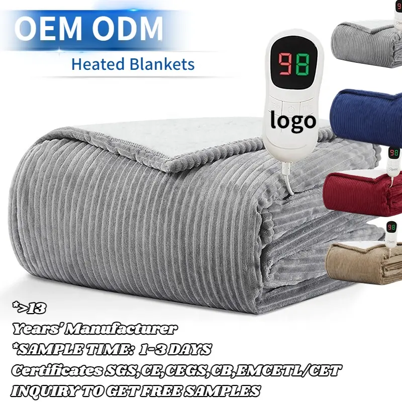 Wholesale cheap price rechargeable cold wool flannel sherpa winter Electric over Throw Heating Blanket pad for bed