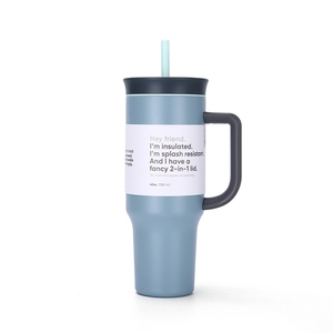 Mug <span class=keywords><strong>de</strong></span> voyage isotherme personnalisé <span class=keywords><strong>de</strong></span> 40 oz en acier inoxydable avec paille et <span class=keywords><strong>poignée</strong></span> - Product Image 3