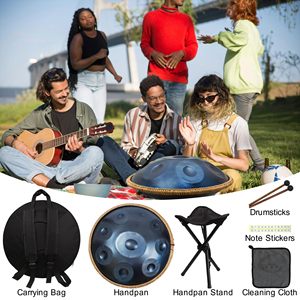 Handpan en acier inoxydable <span class=keywords><strong>de</strong></span> 22 pouces avec logo personnalisé <span class=keywords><strong>Instrument</strong></span> <span class=keywords><strong>de</strong></span> <span class=keywords><strong>percussion</strong></span> musicale pour débutant 9/10/12 notes Langue Type <span class=keywords><strong>de</strong></span> tambour - Product Image 5