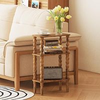 Petite table d'appoint avec étagère de rangement, table basse à 3 niveaux pour salon, chambre à coucher, espaces étroits (marron rustique)