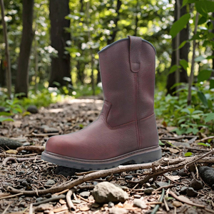 Giày bảo hộ lao động nam da nâu không dây kiểu công nghiệp, đế Goodyear, chất liệu da thật - Product Image 1