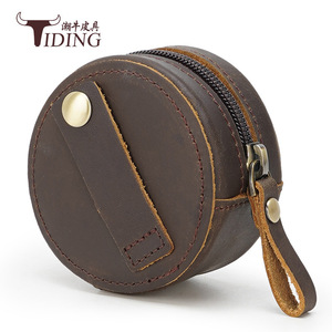 Tiding Coin <b>Purse</b> Mini Dark Brown Oily Leather Compact Women's Wallet for Home Storage - Product Image 3