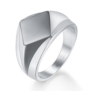 Geometric Stainless Steel <b>Ring</b> 18mm Polished Unisex Fashion Jewelry Gift Black Gold <b>Silver</b> - Product Image 2