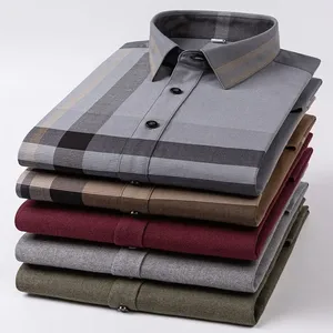 Alta qualità Slim Fit Plaid a maniche lunghe camicie da uomo Smart <span class=keywords><strong>Casual</strong></span> stile inghilterra <span class=keywords><strong>abbigliamento</strong></span> traspirante per la stagione primaverile - Product Image 1