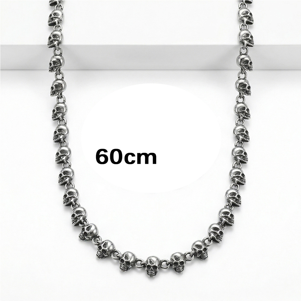 Heavy Industry Skull Silver Necklace 60cm