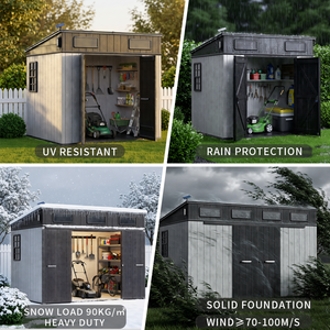 Caseta de Almacenamiento Multifuncional Grande con Doble Puerta de Resina Plástica, Organizador de Equipos para Exteriores, <span class=keywords><strong>Armario</strong></span> de Almacenamiento Vertical Prefabricado - Product Image 4