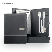 Ensemble cadeau carnet et batterie externe en cuir PU CARDSILK, directement de l'usine, agenda multifonction avec stylo pour bureau d'entreprise, logo personnalisé