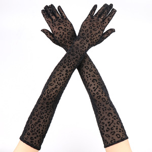 Guantes de encaje con estampado de leopardo de 55cm de largo para mujer, accesorios sexis de fiesta a la moda para Halloween, Cosplay, escenario, Drama, escenas de ciclismo - Product Image 1