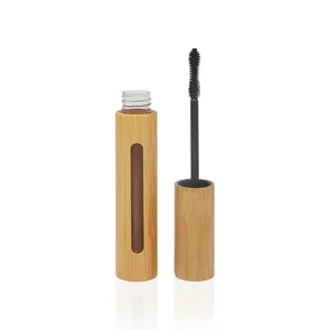 Cosmético de alta calidad embalaje de maquillaje rímel varitas viales botella tubo de rímel de bambú con cepillo de pestañas